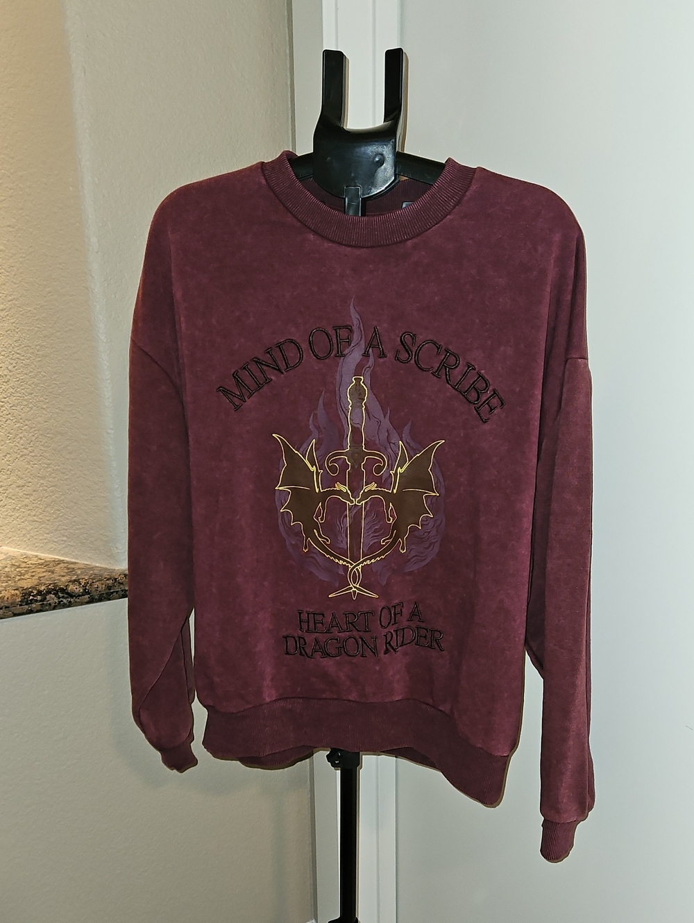 Fourth Wing Burgundy Sweatshirt - Mind Of A Scribe, Heart Of A Dragon Rider